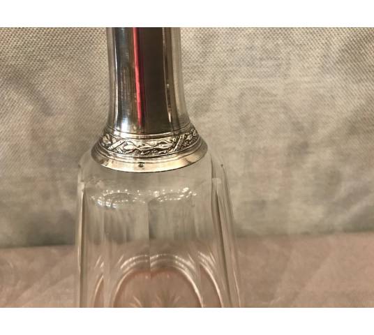Pair of crystal bottles and massive silver of epoch 19 th