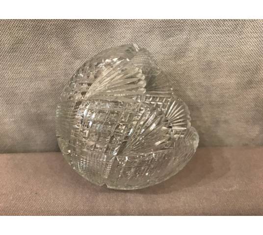 Small crystal vase carved in round shape of period end 19 th