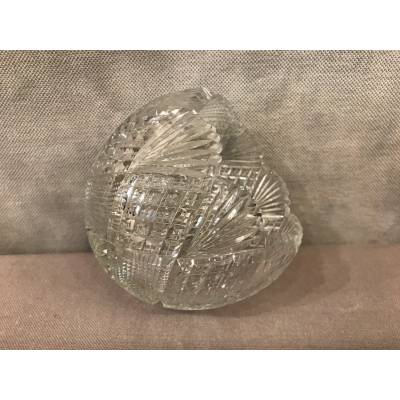 Small crystal vase carved in round shape of period end 19 th