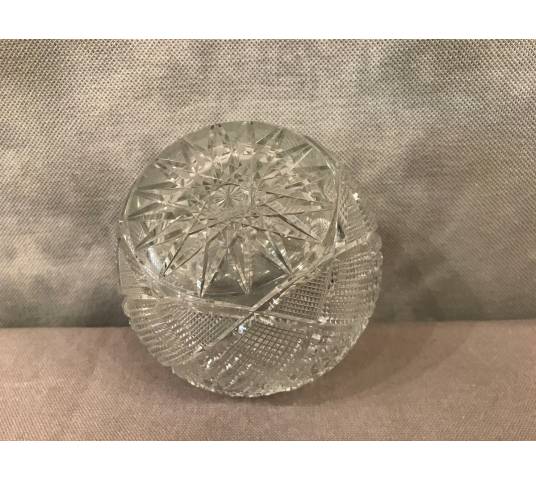 Small crystal vase carved in round shape of period end 19 th