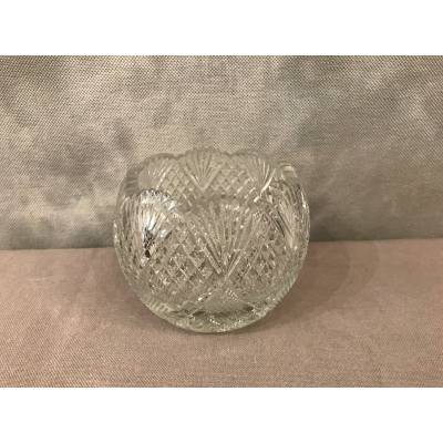 Small crystal vase carved in round shape of period end 19 th