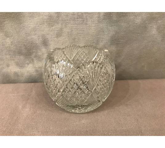 Small crystal vase carved in round shape of period end 19 th