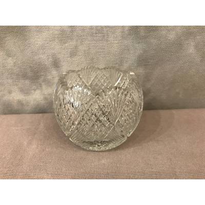 Small crystal vase carved in round shape of period end 19 th