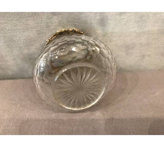 Small crystal vase garni of a massive silver neck of epoch 19 th