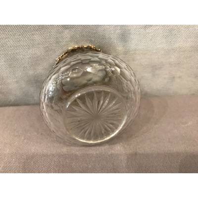 Petit vase en cristal garni d'un col en argent massif d'époque 19 ème