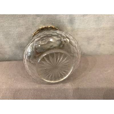Small crystal vase garni of a massive silver neck of epoch 19 th