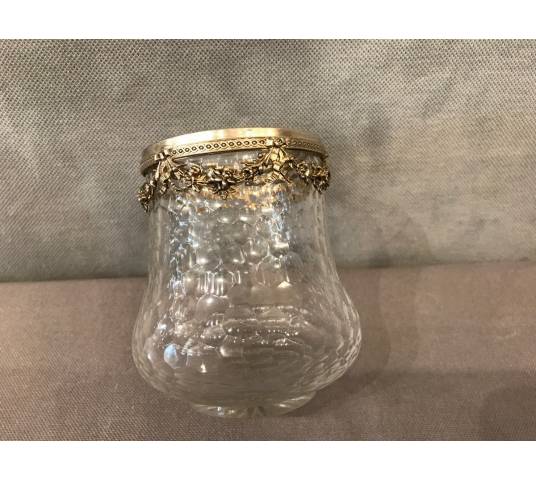 Petit vase en cristal garni d'un col en argent massif d'époque 19 ème
