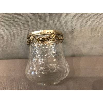 Petit vase en cristal garni d'un col en argent massif d'époque 19 ème