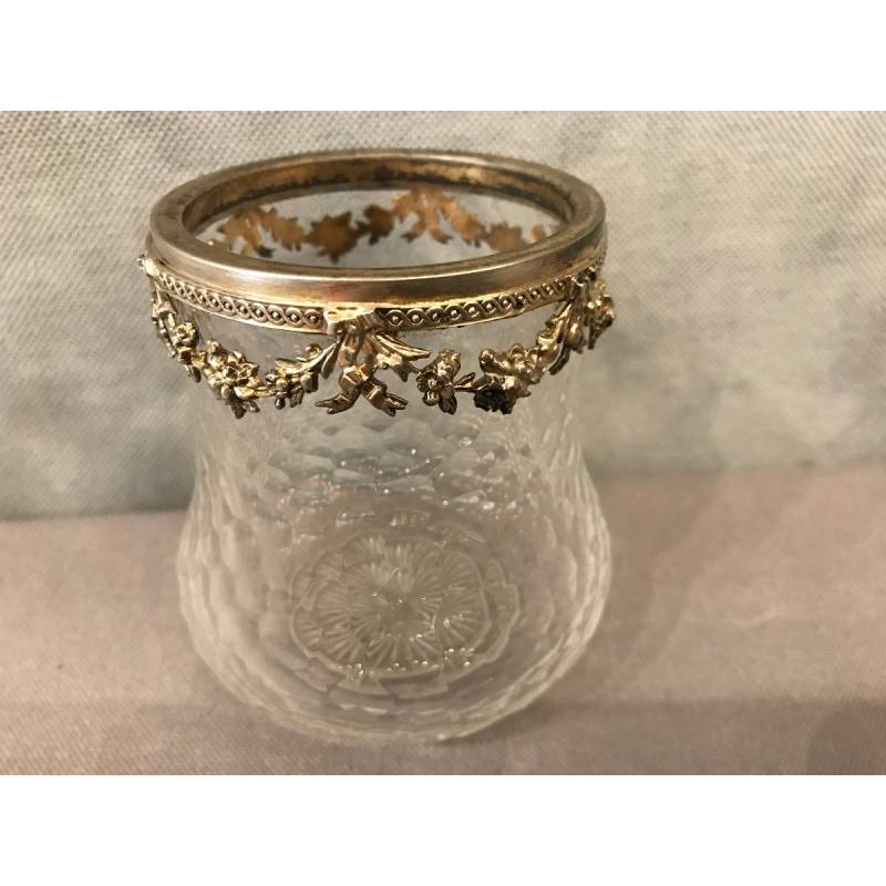 Petit vase en cristal garni d'un col en argent massif d'époque 19 ème