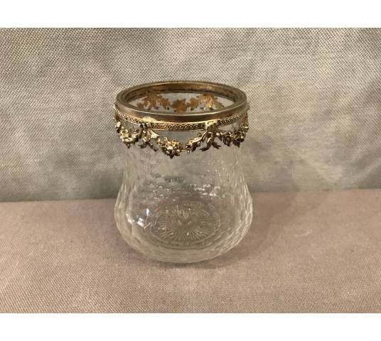 Petit vase en cristal garni d'un col en argent massif d'époque 19 ème