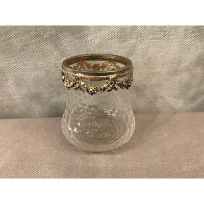 Petit vase en cristal garni d'un col en argent massif d'époque 19 ème