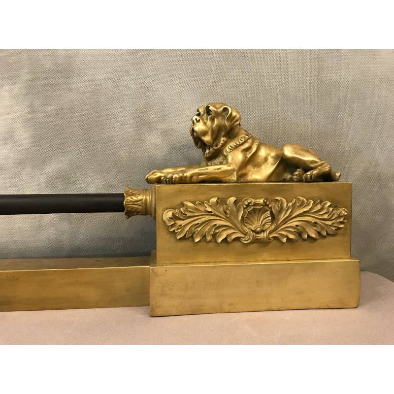Barre De Foyer Cheminée Chenets Bronze Ou Laiton Ancien