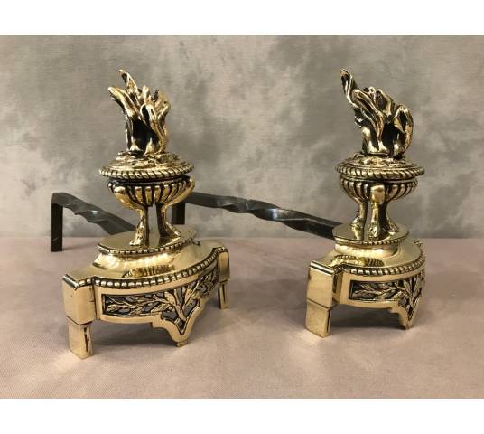 Small modern LXV/LXVI-style bronze chenets 19 th