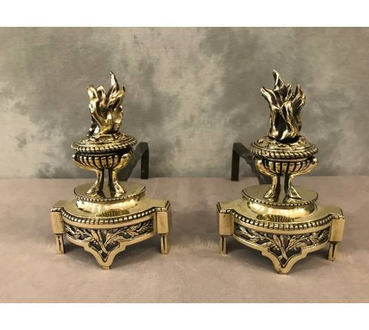 Small modern LXV/LXVI-style bronze chenets 19 th