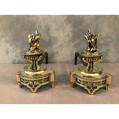 Small modern LXV/LXVI-style bronze chenets 19 th