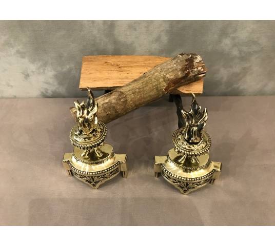 Small modern LXV/LXVI-style bronze chenets 19 th