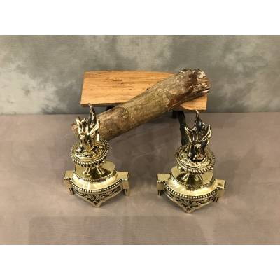 Small modern LXV/LXVI-style bronze chenets 19 th