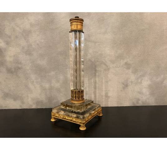 Nice crystal lamp base and period bronze 19 th