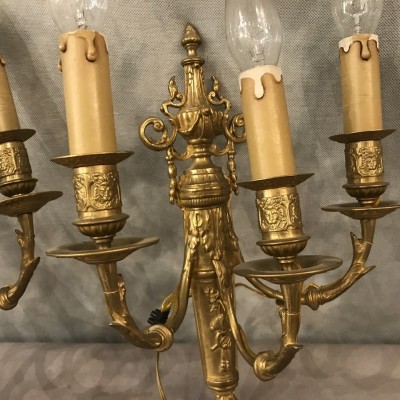 Belle paire d'appliques en bronze doré d'époque 19 ème Louis XVI