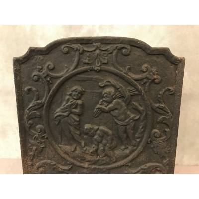 Ancient fireplace plate in vintage iron 18 th