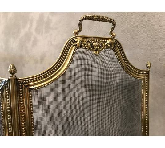 Pare antique fire in vintage brass 19 th of style Louis xvi