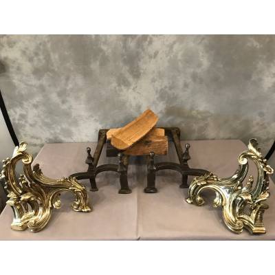 Beautiful pair of vintage bronze channels Louis XV 18 th