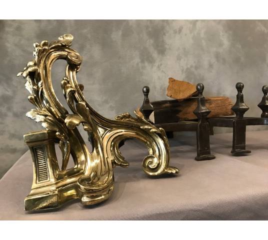 Beautiful pair of vintage bronze channels Louis XV 18 th