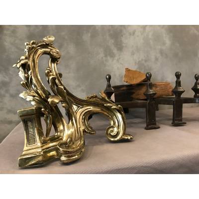 Beautiful pair of vintage bronze channels Louis XV 18 th