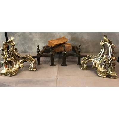 Beautiful pair of vintage bronze channels Louis XV 18 th