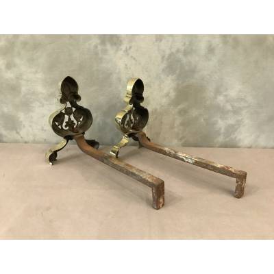 Pair of bronze and vintage brass tracks 1900