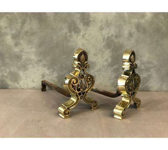 Pair of bronze and vintage brass tracks 1900