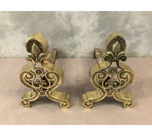 Pair of bronze and vintage brass tracks 1900