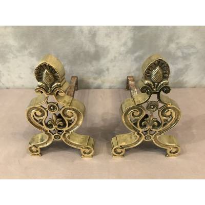 Pair of bronze and vintage brass tracks 1900