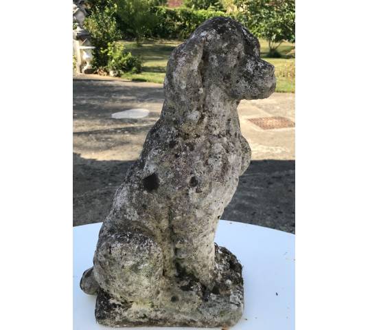 Small reconstructed stone dog XX ème