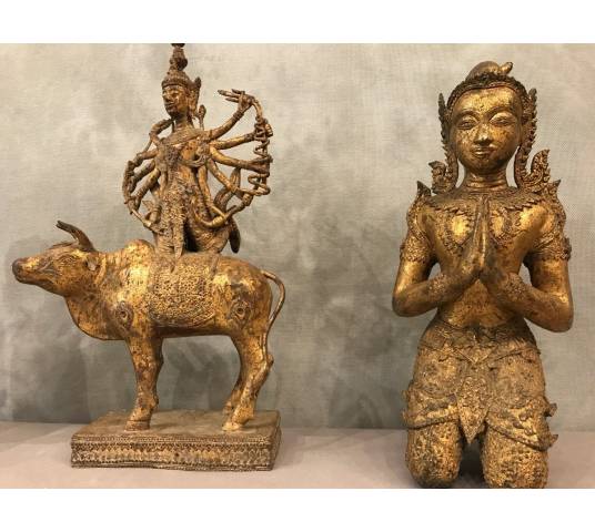 3 pieces in bronze Buddhas at the end 19 th