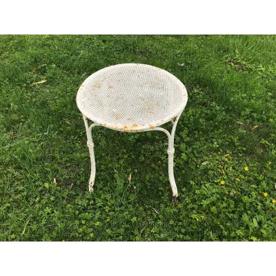 Tabouret de jardin en fer peint début XX ème