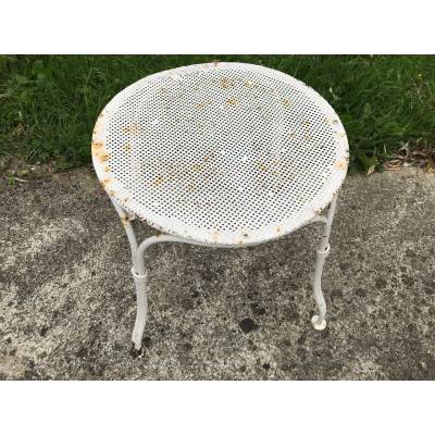 Tabouret de jardin en fer peint début XX ème