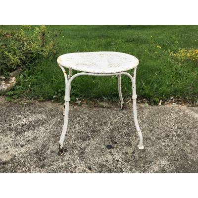 Tabouret de jardin en fer peint début XX ème