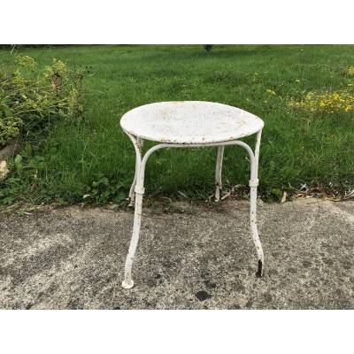 Tabouret de jardin en fer peint début XX ème