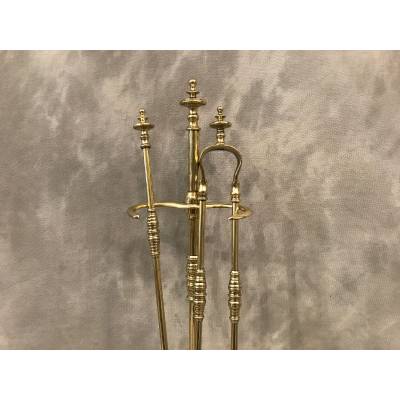 Servant of antique fireplace in vintage brass 19 th