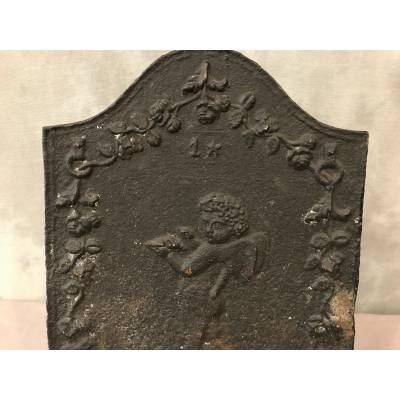 Petite plaque de cheminée en fonte d'époque 18 ème