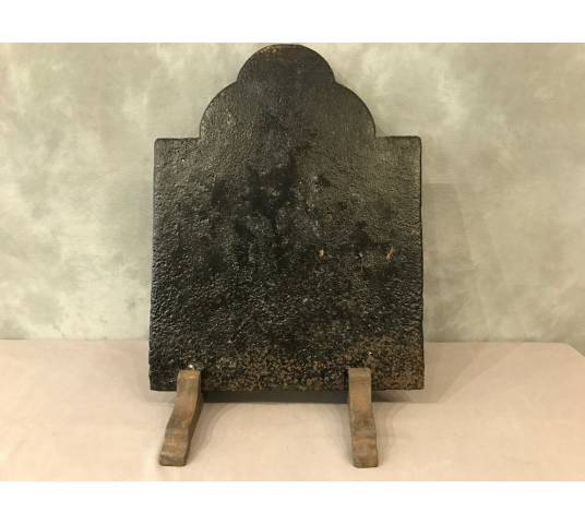 Ancient house plate in cast iron blackened period 18 th