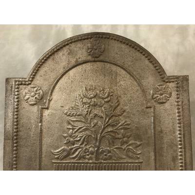 Belle plaque de cheminée en fonte grise d'époque 18 ème Directoire