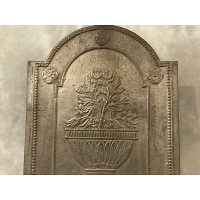 Belle plaque de cheminée en fonte grise d'époque 18 ème Directoire