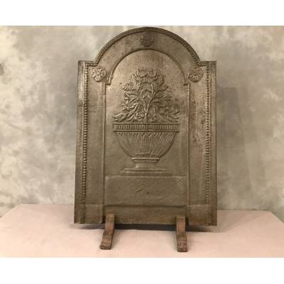 Belle plaque de cheminée en fonte grise d'époque 18 ème Directoire