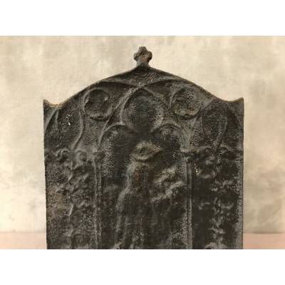 Petite plaque de cheminée en fonte d'époque 18 ème