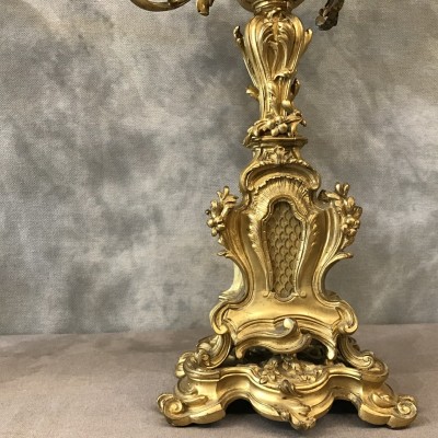 Pair of vintage gilded bronze candelabors 19 th