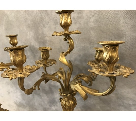 Pair of vintage gilded bronze candelabors 19 th