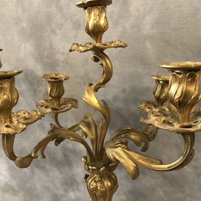 Pair of vintage gilded bronze candelabors 19 th