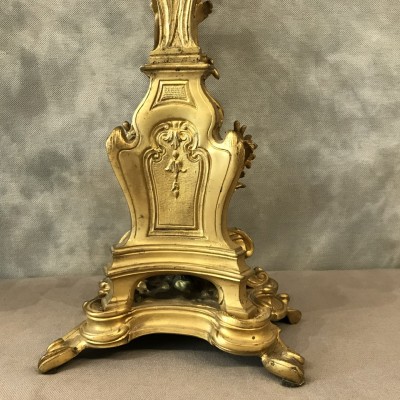 Pair of vintage gilded bronze candelabors 19 th